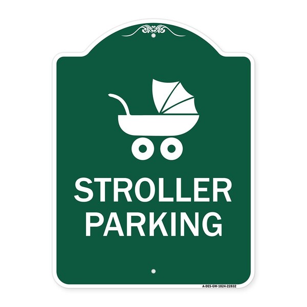 Signmission Stroller Parking With Graphic, Green & White Aluminum Architectural Sign, 18" x 24", GW-1824-22832 A-DES-GW-1824-22832 - main